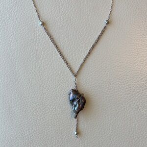 Sterling Silver Freshwater Pearl and Swarovski Crystal Necklace NWOT